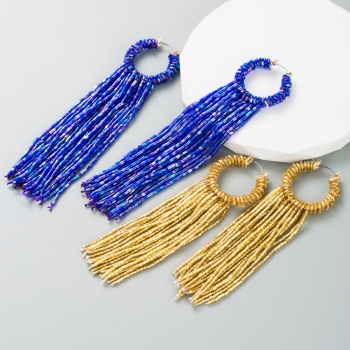 one pair new two colors tassel beads stylish creative earrings (length:13.5cm)