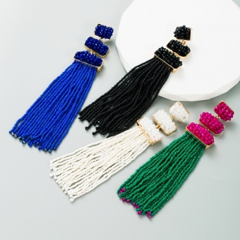one pair new four colors beads tassel stylish bohemian earrings (length:12.5cm)