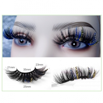 christmas decoration sequins one pair new curly thick synthetic false eyelashes with box (length:35mm)