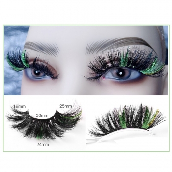 christmas decoration sequins one pair new curly thick cross synthetic false eyelashes with box (length:36mm)