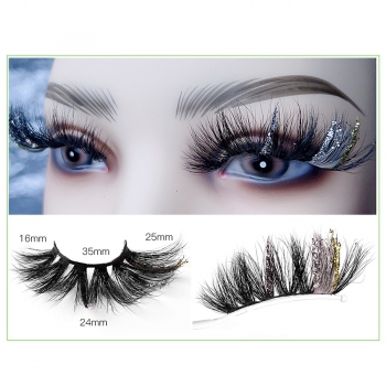 christmas decoration sequins one pair new curly split synthetic false eyelashes with box (length:35mm)