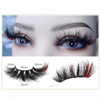 christmas decoration sequins one pair new curly synthetic false eyelashes with box (length:36mm) #29#