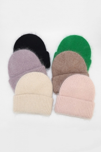 one pc new winter stylish 11 colors solid color warm knitted beanie 56-58cm