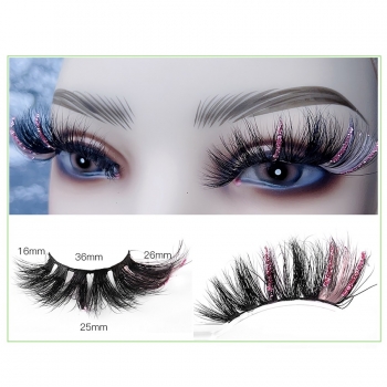 christmas decoration sequins one pair new contrasting colors curly synthetic false eyelashes with box (length:36mm)