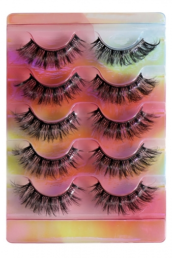 new best sellers five pair curly multilayer cross synthetic false eyelashes with box (length:35mm)
