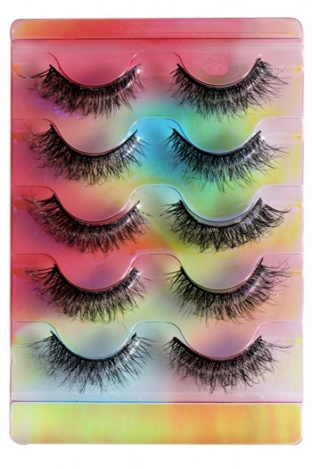 new best sellers five pair thick multilayer cross synthetic false eyelashes with box (length:34mm)