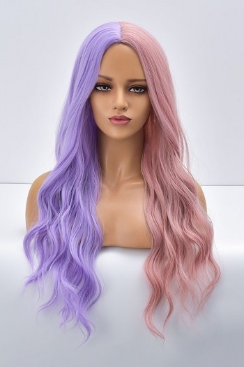 one pc new stylish contrasting colors middle score long curly synthetic hair wigs (length:28 inch)