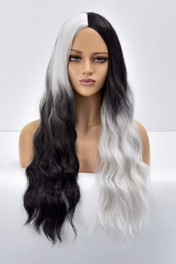 one pc new stylish contrasting colors gradient middle score long wavy synthetic wigs (length:70-73 cm)