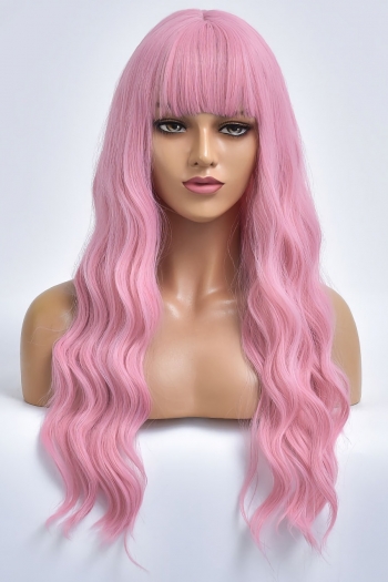one pc new stylish flat bangs solid color long wavy synthetic wigs (length:70-73 cm)