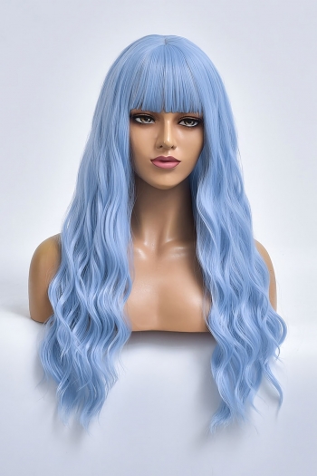 one pc new stylish flat bangs solid color long wavy synthetic wigs (length:70-73 cm) #1#