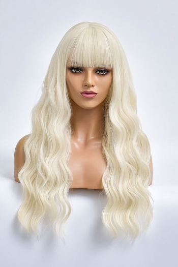 one pc new stylish flat bangs solid color long wavy synthetic wigs (length:70-73 cm) #3#