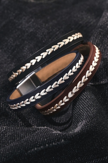 one pc new 3 colors heart shape design leather bohemian bracelet(length:20.5cm)