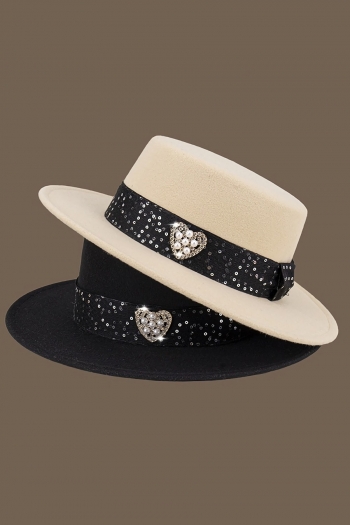 one pc autumn new stylish 4 colors sequin heart shape pearl rhinestone decor bucket hat 56-58cm