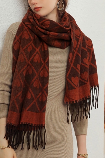 one pc new 7 colors heart-shape & diamond printing tassel stylish warm scarf 65*180cm