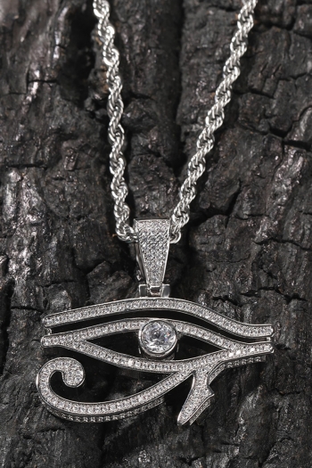 one pc new hip hop metal rhinestone eye of horus pendant sweater chain necklace(length:60 cm)