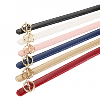 new stylish 6 colors round buckle decor pu alloy buckle all-match belt (length:100cm, width:1.4cm)