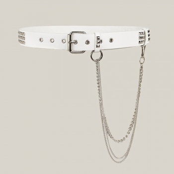 new stylish rivet pu metal chain decor gothic style belt (length:102cm, width:3.3.cm)