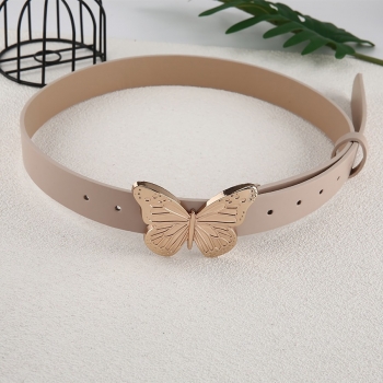 new stylish 4 colors simple solid color pu butterfly alloy buckle all-match belt (length:103cm, width:2.8cm)