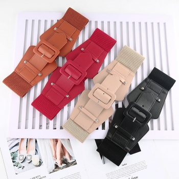 new stylish 4 colors pu patchwork stretch rivet single-breasted retro alloy buckle all-match belt (length:70cm,front width:11cm,rear width 7.5m)