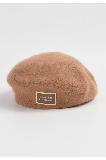 one pc 5 colors autumn and winter new soft waxy rabbit fur knitted warm letter labeling beret 57cm