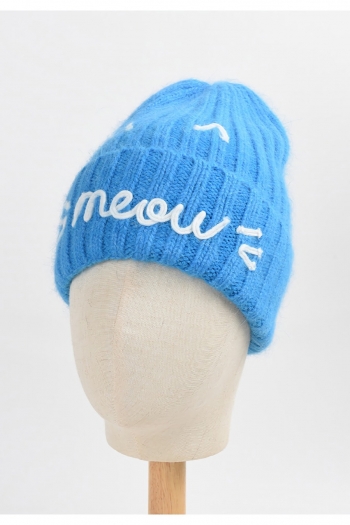 one pc 7 colors cute cat smiley embroidered warm knitted hat