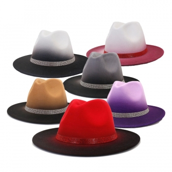 one pc 15 colors rhinestone tweed contrast color jazz hat 56-58cm
