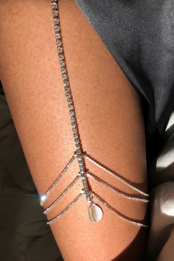 one pc rhinestone beach shells sexy adjustable body chain connected leg ring