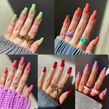 twenty four pcs 8 color solid color fake nails x3 boxes(contain 3pcs tapes)