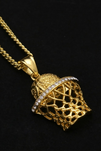 one pc basketball hoop pendant rhinestone hip-hop rap necklaces(length:4.cm)