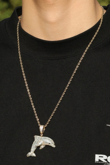 one pc dolphin pendant rhinestone couple necklace(length:5cm)