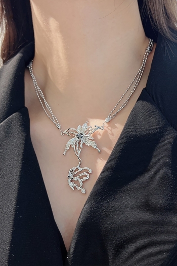 one pc alloy rhinestone tassel butterfly pendant necklace(length:42cm)