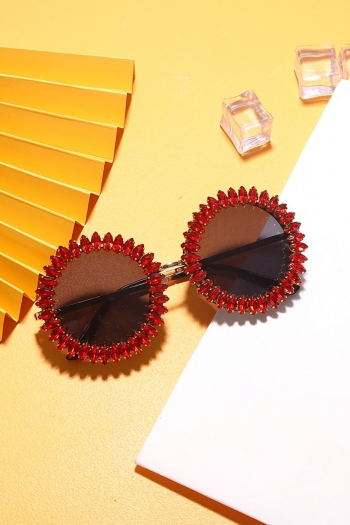 one pc stylish new 6 colors rhinestone decor round frame sunglasses