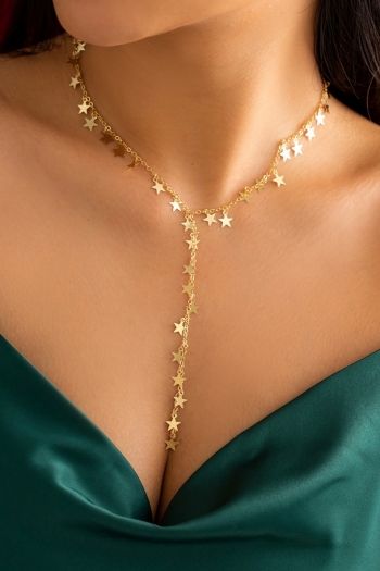 christmas one pc simple metal star stylish all-match necklace(length:40cm+7cm)