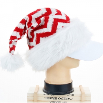 christmas style one pc stripe knitted fuzzy santa hat(about:60cm)