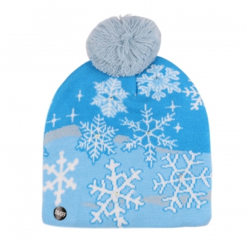 one pc stylish christmas snowflake jacquard knitted beanie(with led include battery) 56-60cm