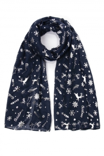 one pc 3 colors christmas snowflake elk pattern silver pressed scarf 70*180cm