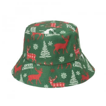 one pc stylish 3 colors christmas tree elk snowflake printing bucket hat 58cm