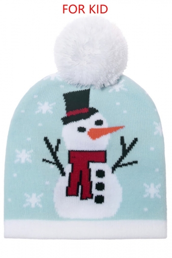 one pc for kid christmas cartoon snowman jacquard knitted beanie 42-50cm