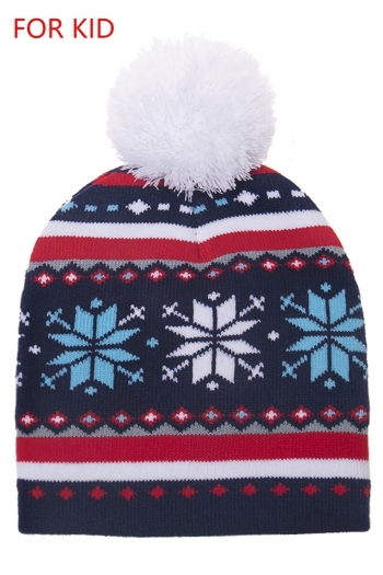 one pc for kid christmas snowflake jacquard knitted beanie 42-50cm