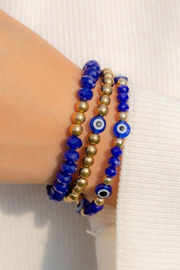 three pc set beaded blue eye stylish all-match bracelet(length:18cm)