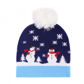 one pc stylish christmas snowman jacquard knitted beanie 50-60cm