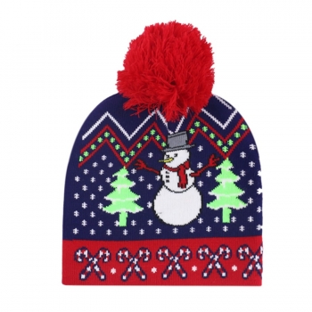 one pc stylish christmas tree snowman jacquard knitted beanie 50-60cm