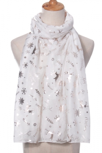 One pc stylish christmas snowflake elk gold pressed scarf 70*180cm