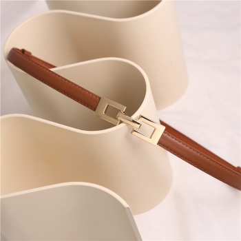 new pu solid color square alloy buckle thin belt(length:100cm,width:1.4cm)