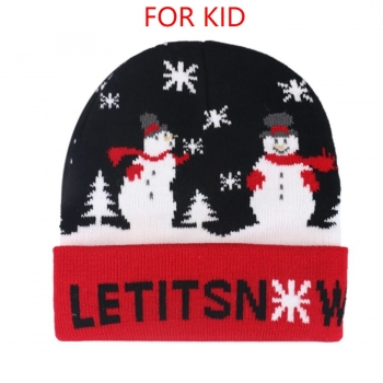 one pc for kid 5 colors christmas snowman letter jacquard knitted beanie 42-50cm