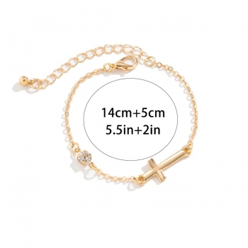 One pc new two colors chain rhinestone cross stylish bracelet(length:14cm+5cm)