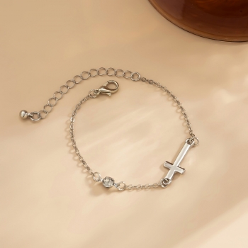 One pc new two colors chain rhinestone cross stylish bracelet(length:14cm+5cm)