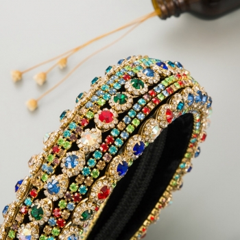 One pc contrast color rhinestone baroque luxury hair hoop (width:4.5cm)