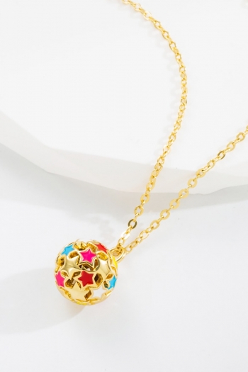 one pc star spherical shape dripping oil stylish alloy necklace (length:46cm)