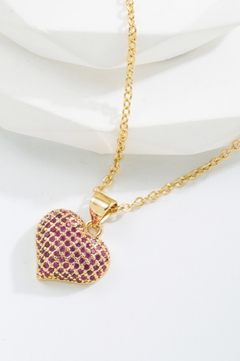 one pc heart zircon creative alloy necklace (length:45cm)